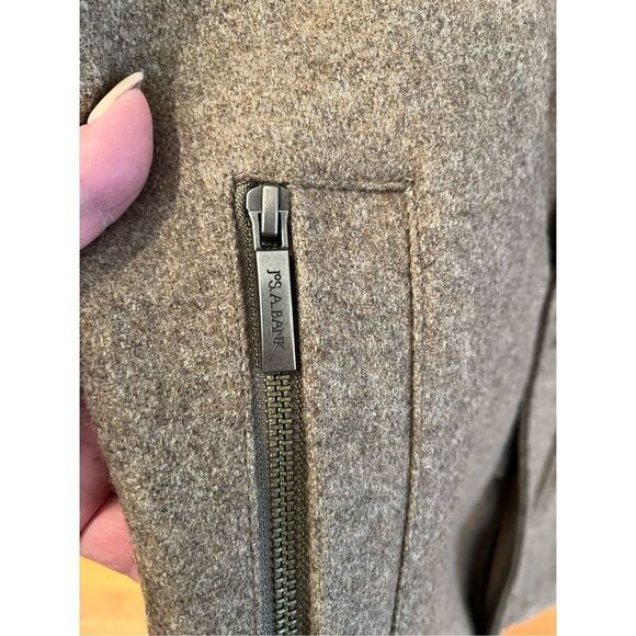 Jos. A. Bank Tan Marled Wool Blend Button Zipper Cost sz LL or 44-48” EUC - Picture 2 of 15